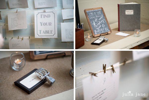 library themed wedding details at the lace factory